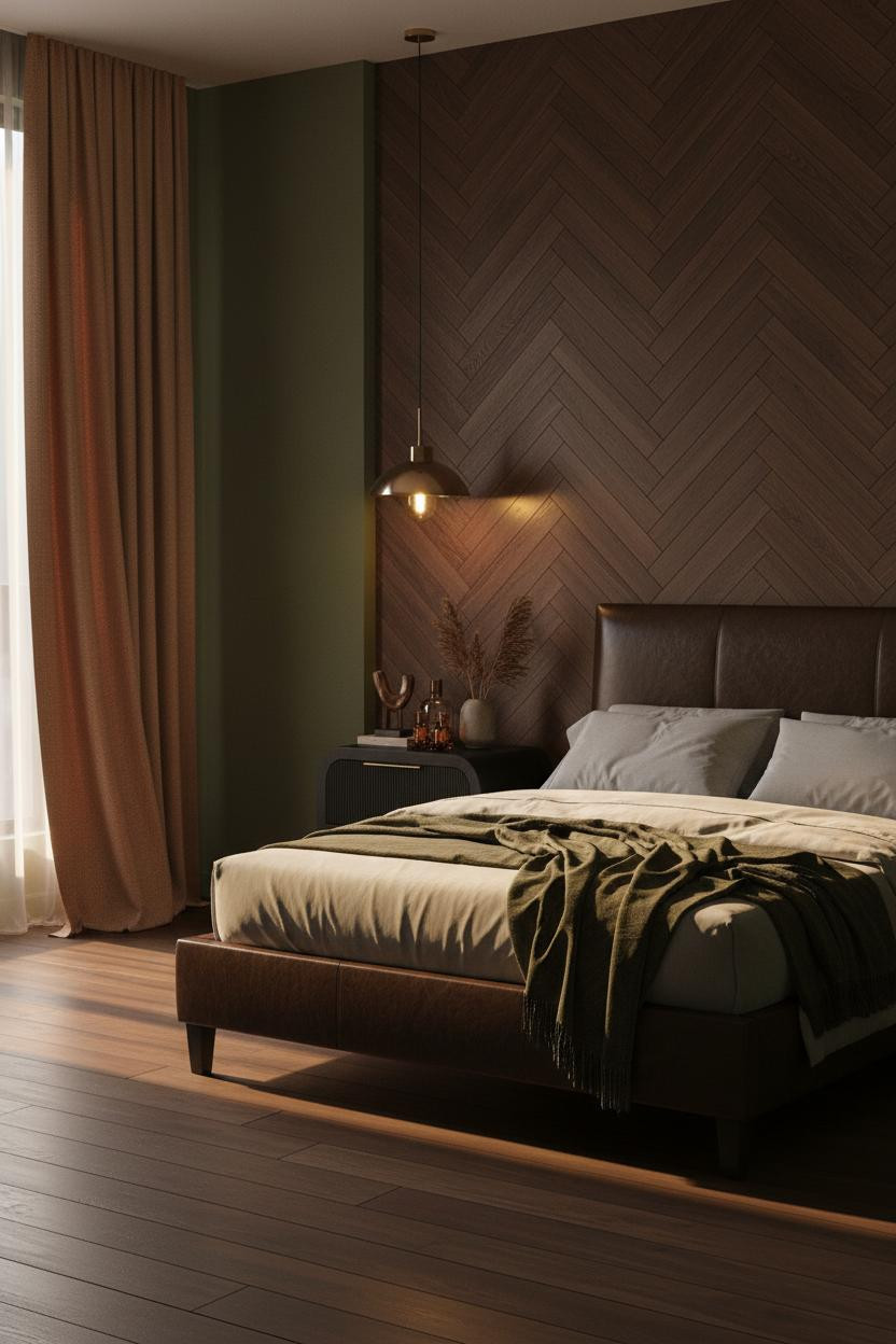 Black Bed Frame Japandi Bedroom Walnut Accent