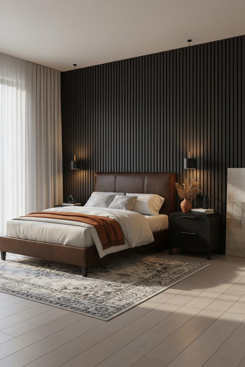 Black Neutral Bedroom Accent Wall
