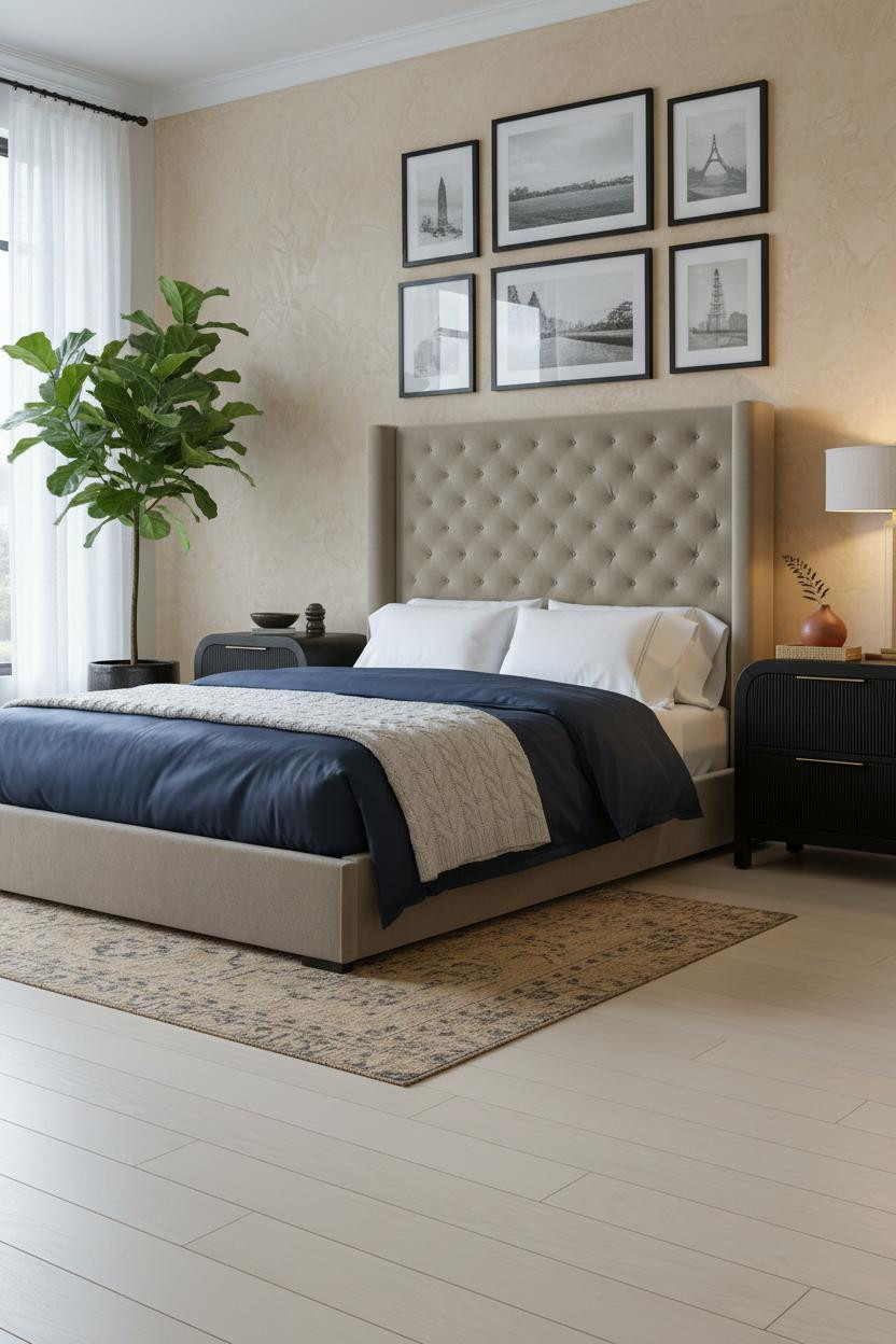 Black Neutral Bedroom Gallery Wall