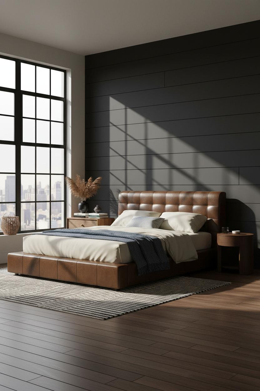 Black Neutral Japandi Bedroom Windows