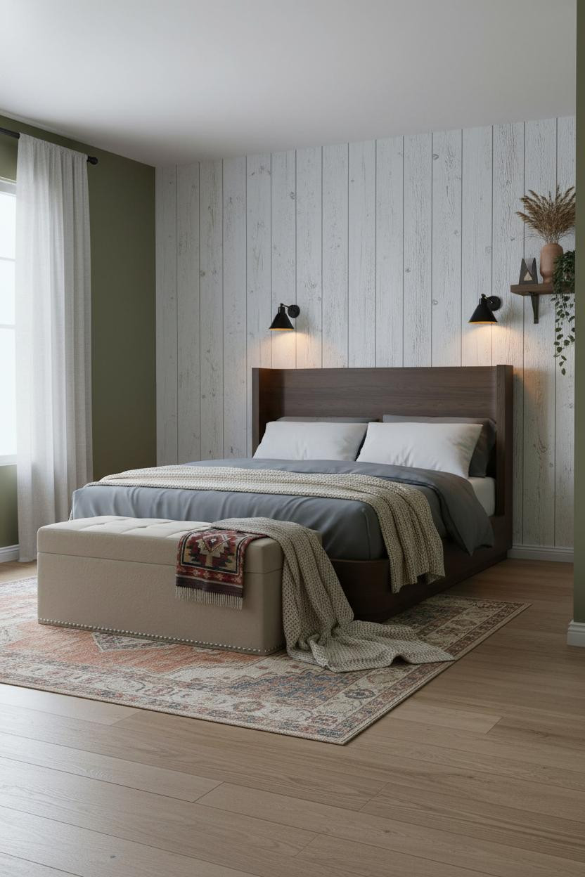 Boho Farmhouse Bedroom Shiplap Neutral