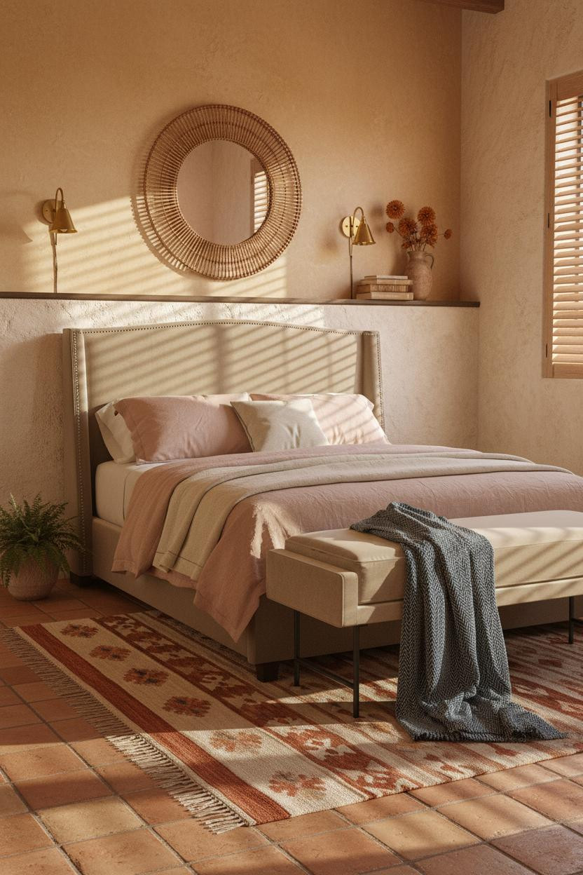Boho Farmhouse Bedroom Wainscoting Terracotta