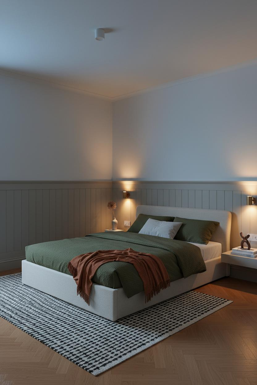 Classy Bedroom Japandi Wainscoting Luxury