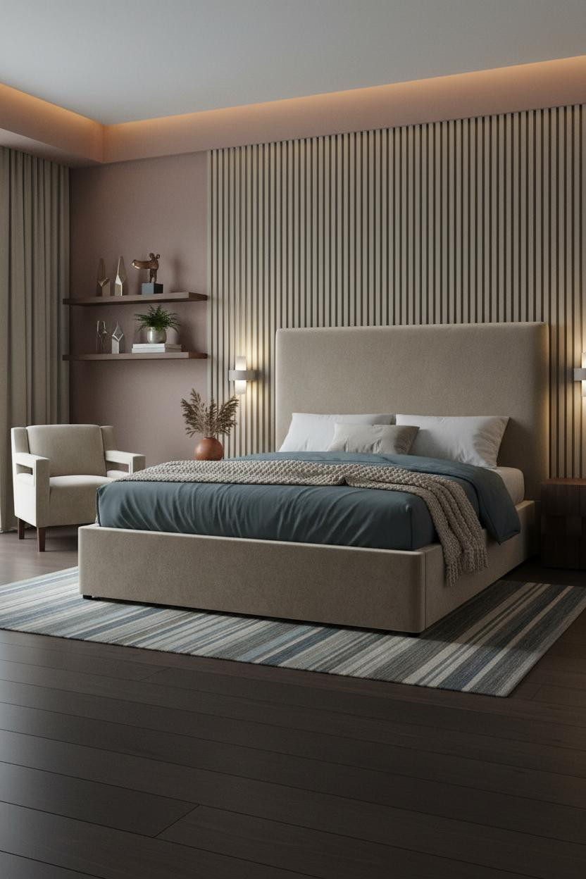 Classy Bedroom Sage Slatted Wall