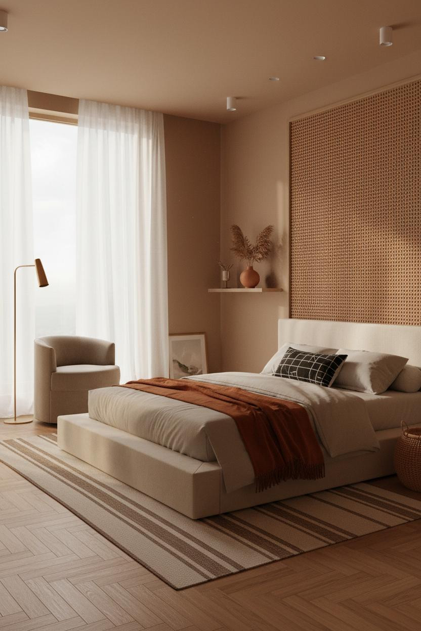 Coastal Teen Bedroom Beachy Rattan Accent Wall