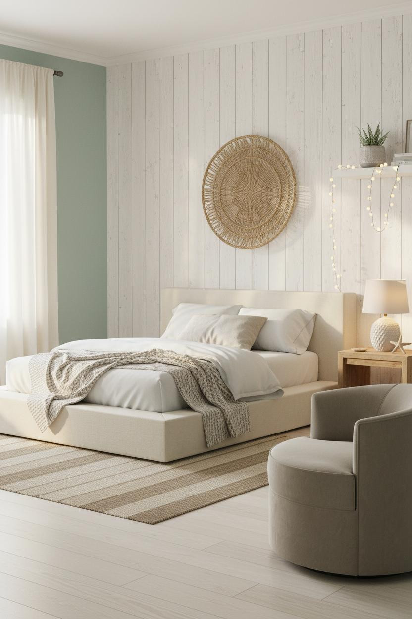 Coastal Teen Bedroom Beachy Shiplap Seafoam