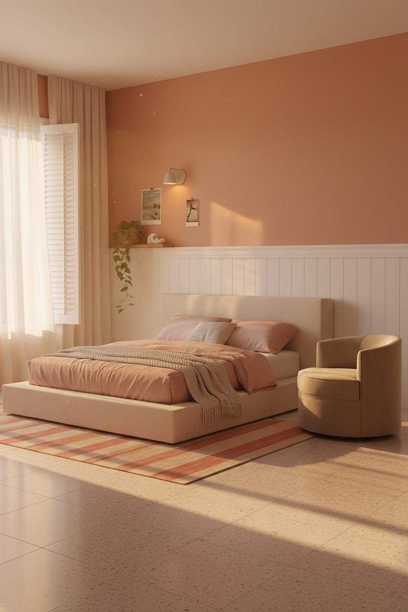 Coastal Teen Bedroom Beachy Wainscoting Terrazzo