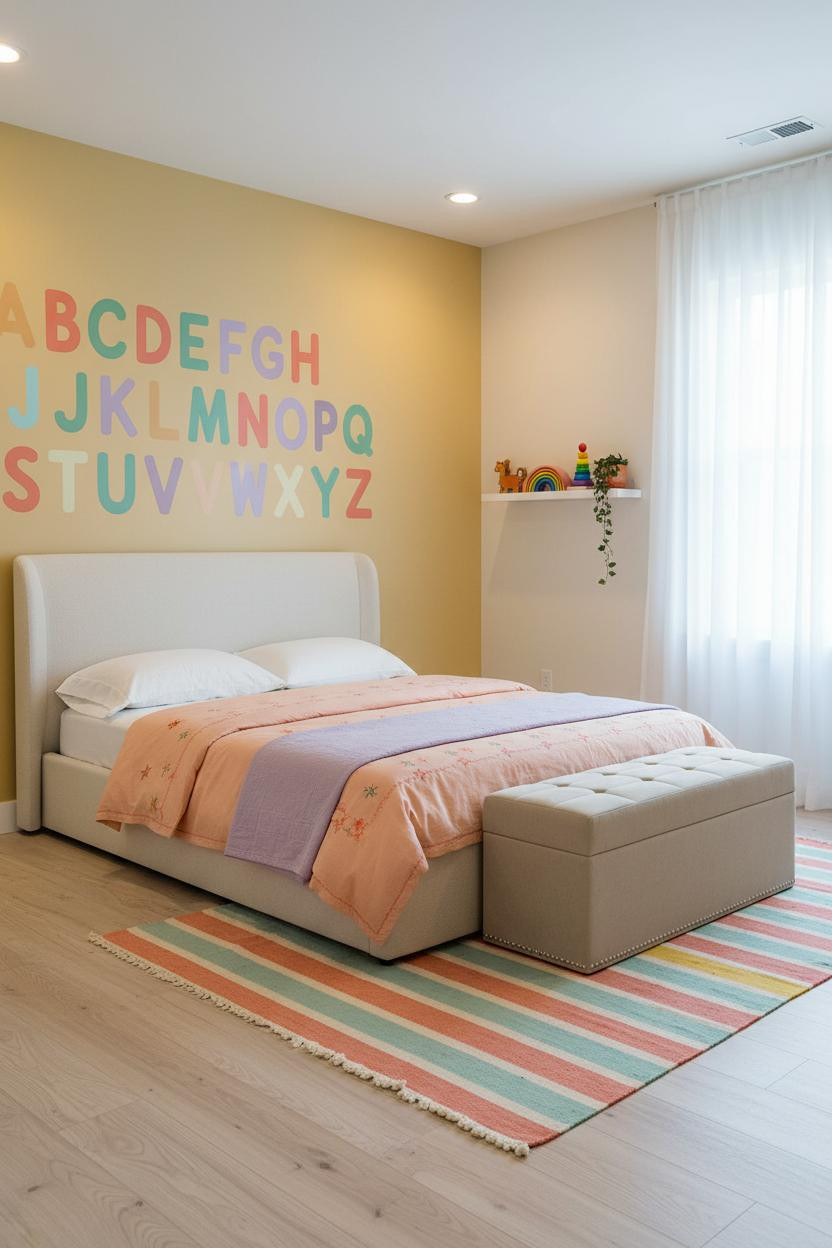 Colorful Kids Room Alphabet Wall Pastels