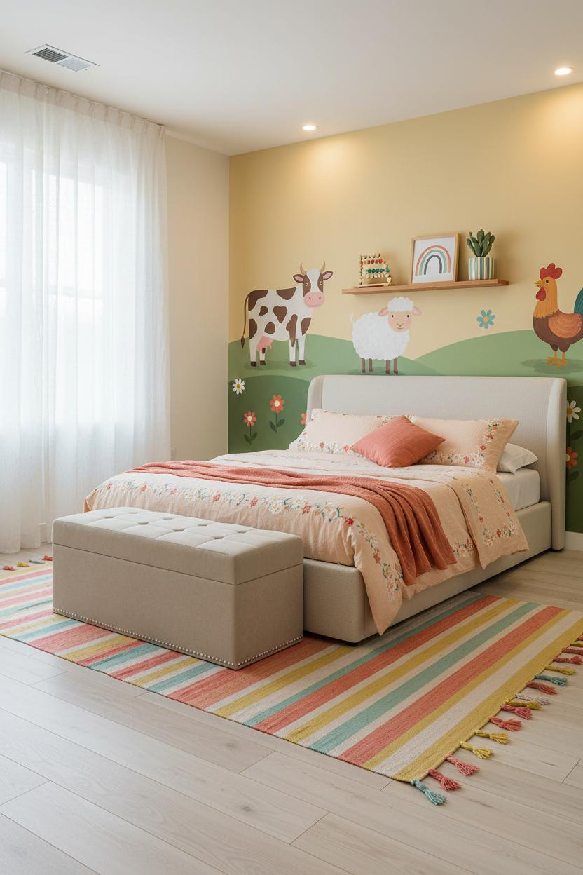 Colorful Kids Room Farm Mural Design