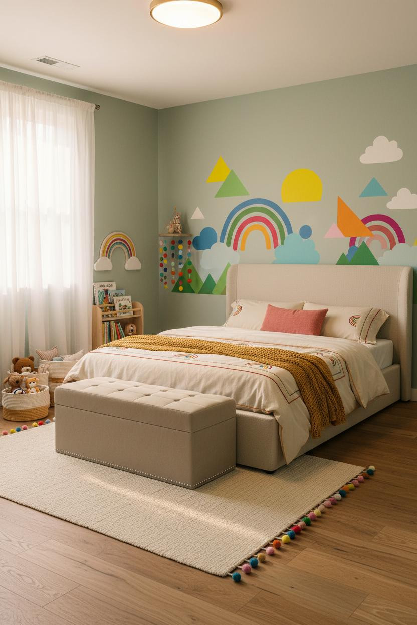 Colorful Kids Room Sage Mural Playroom