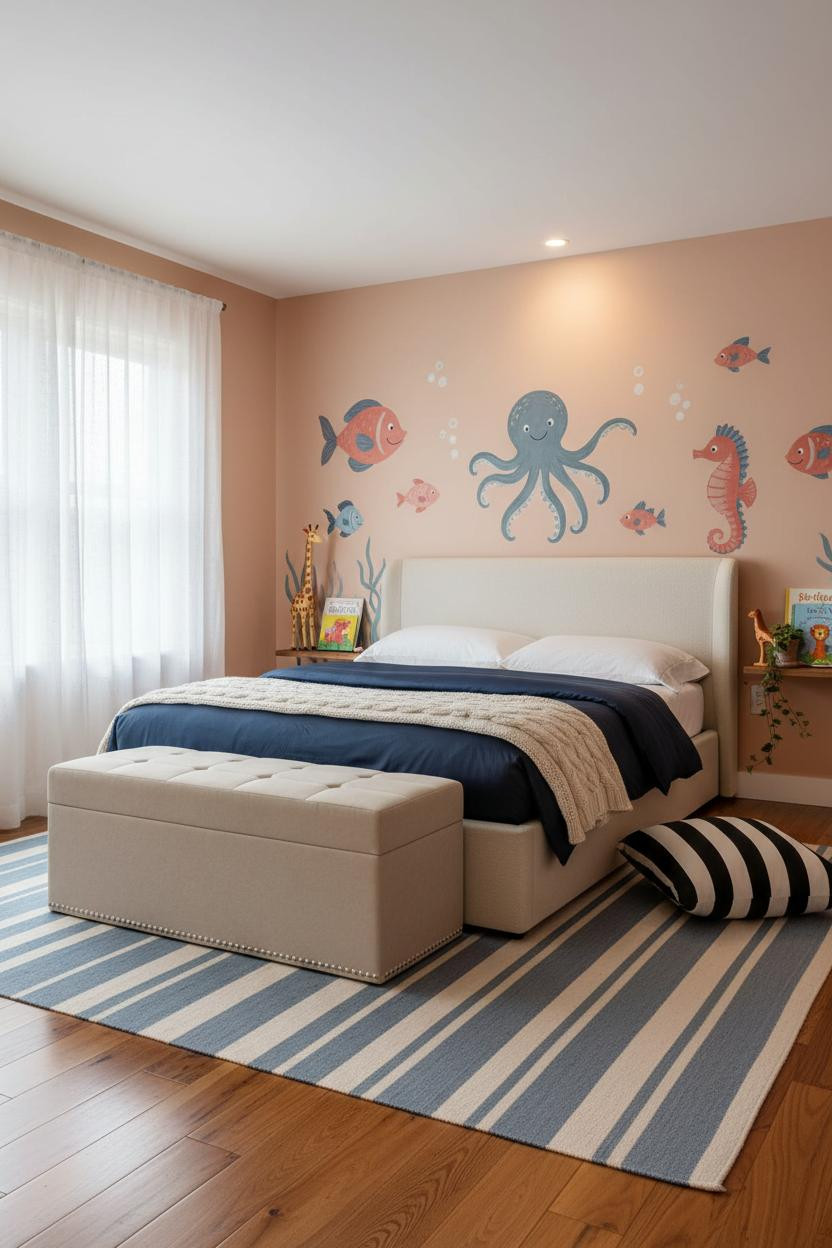 Colorful Kids Room Underwater Mural Decor
