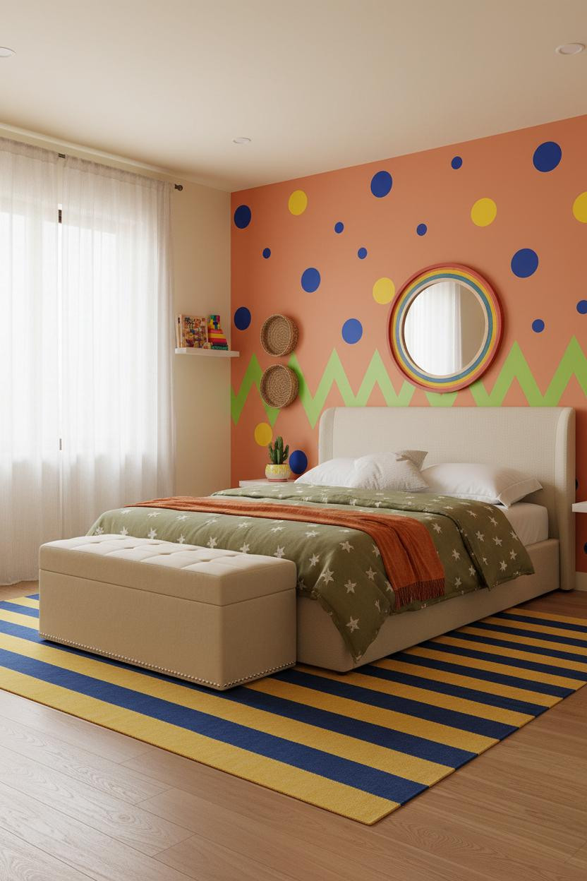 Colorful Kids Room Whimsical Accent Wall