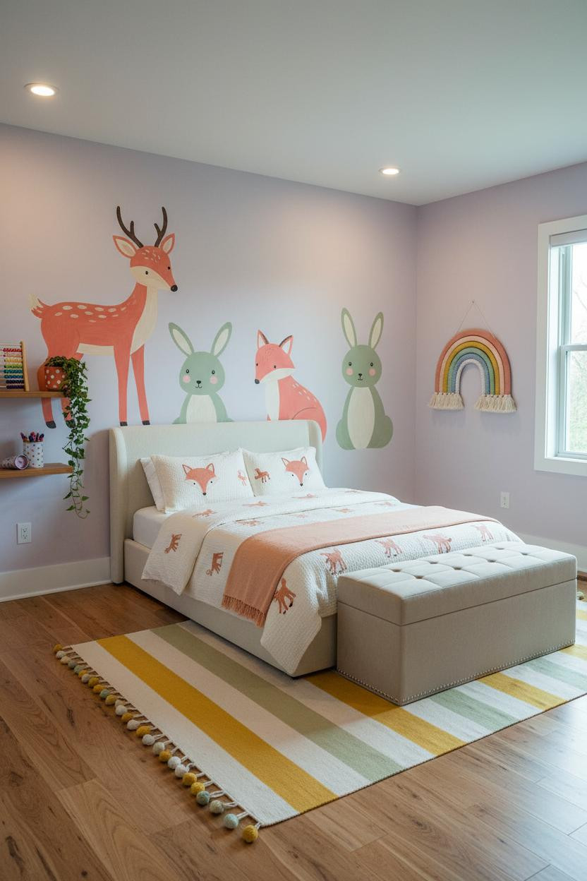 Colorful Kids Room Woodland Creatures Playroom