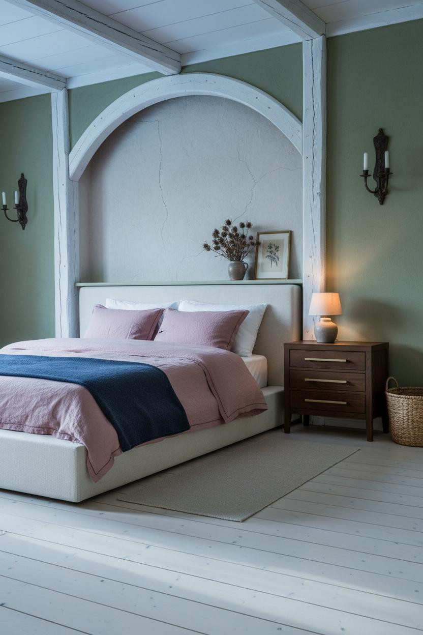 Cottage Bedroom Nordic Whitewashed Timber