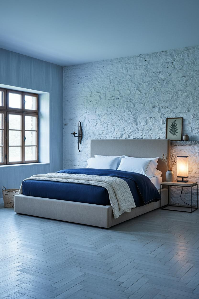 Cottage Bedroom Stone Wall Vintage