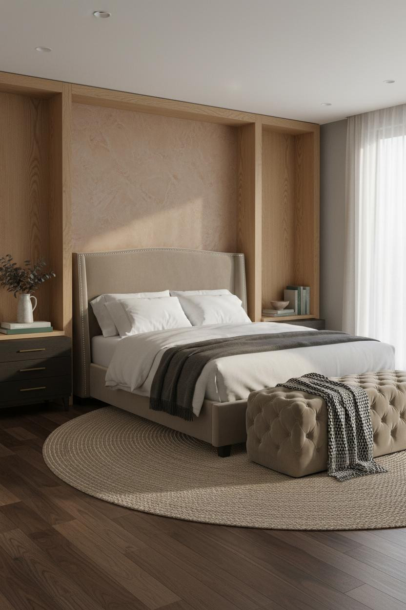 Couples Bedroom Clay Headboard Walnut