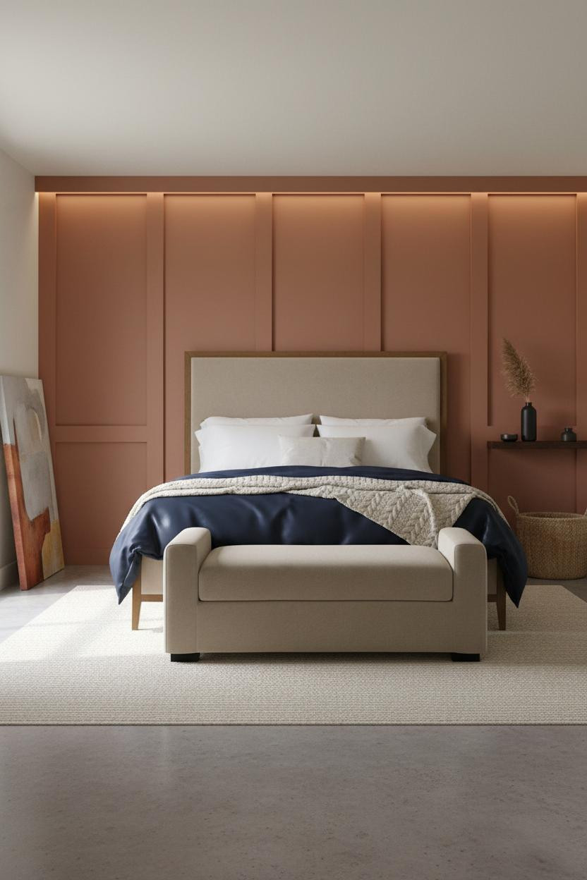 Couples Bedroom Terracotta Accent Wall