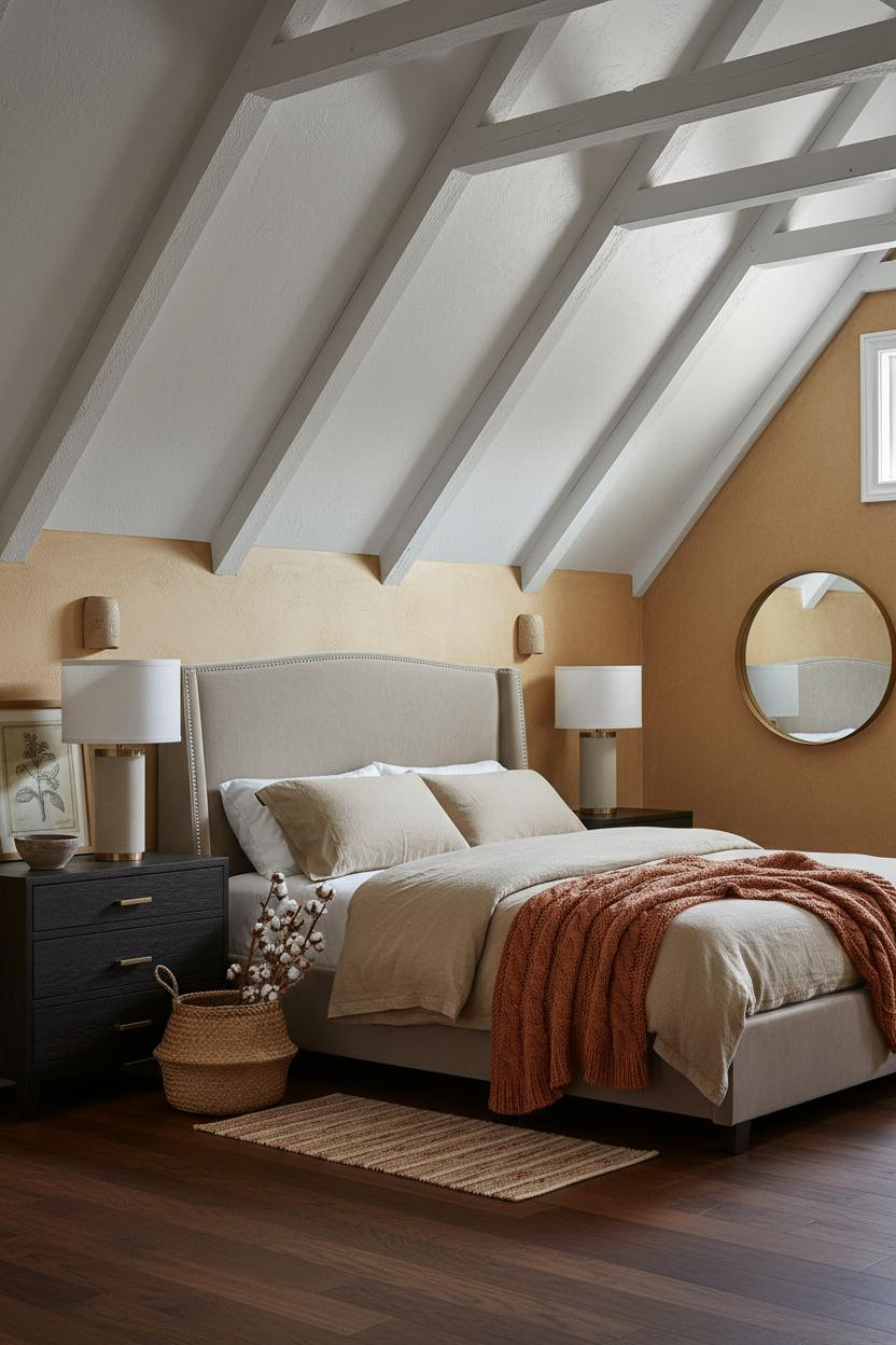 Cozy Attic Bedroom Earthy Warm Lighting