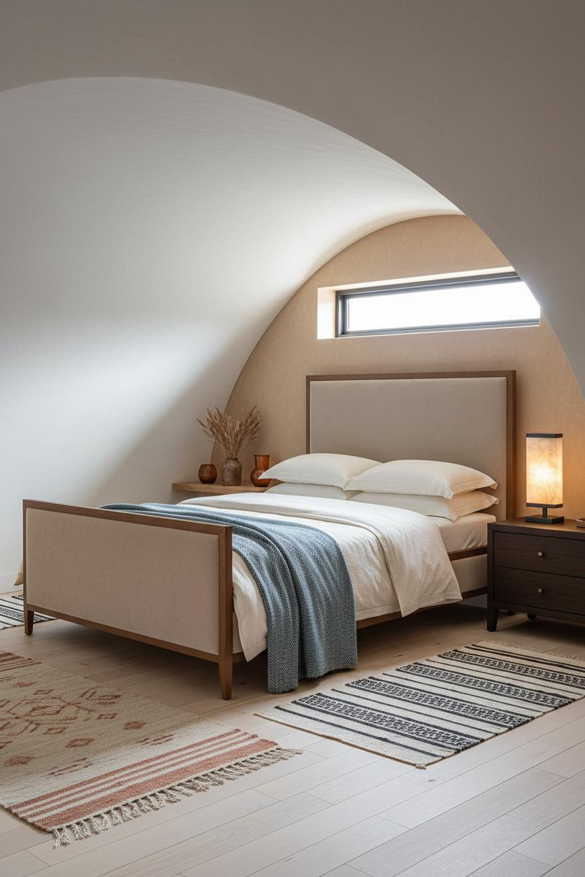 Cozy Attic Bedroom Earthy Warm Lighting