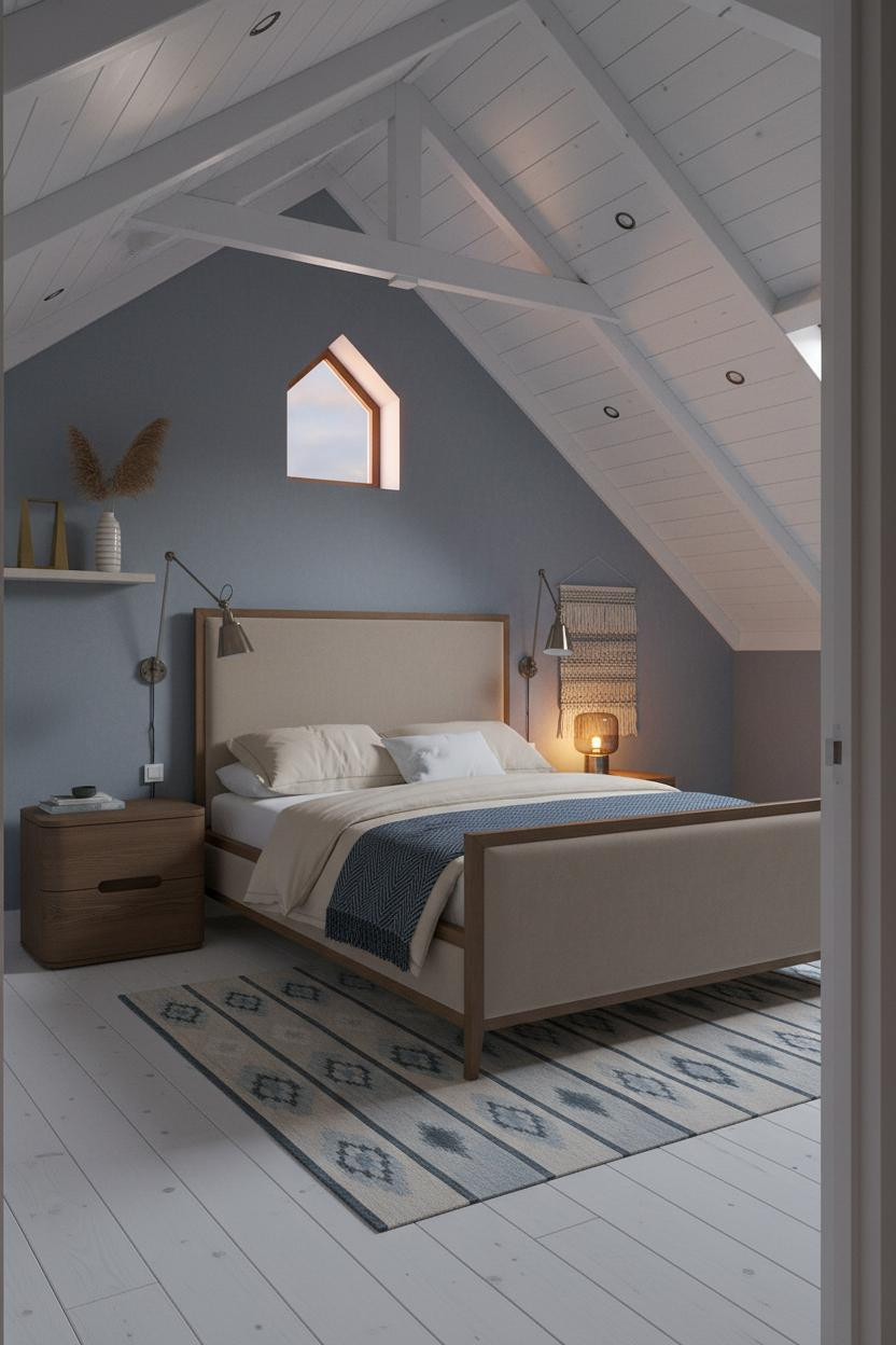 Cozy Attic Bedroom Low Ceiling Design