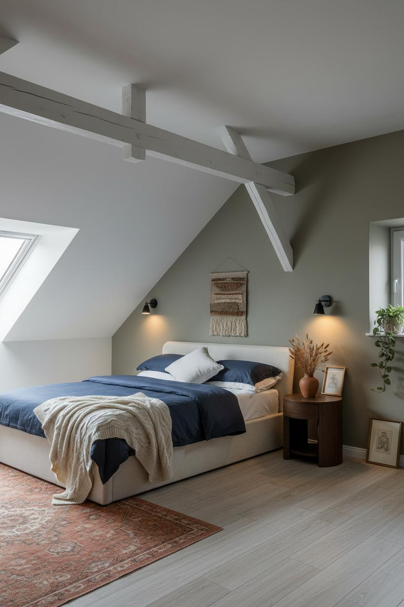 Cozy Attic Bedroom Low Ceiling Design
