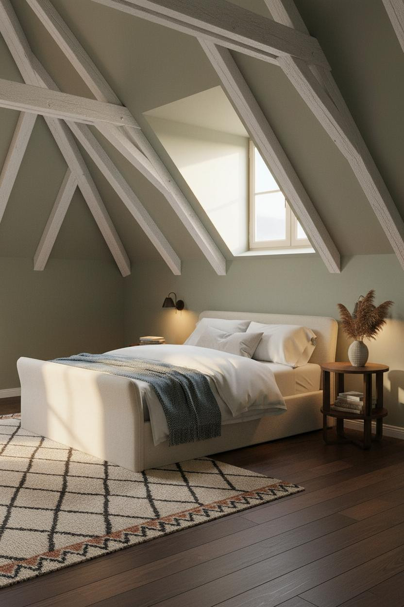 Cozy Attic Bedroom Low Ceiling Design