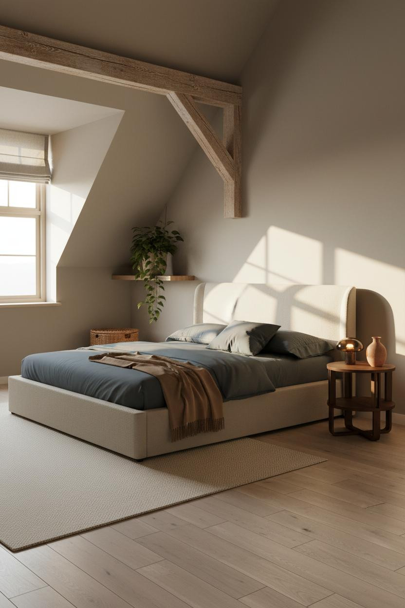 Cozy Attic Bedroom Low Ceiling Dormer Light