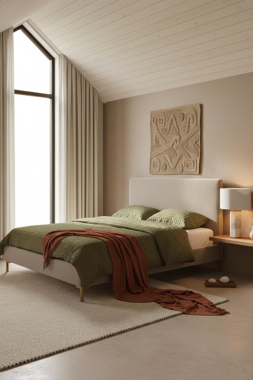 Cozy Attic Bedroom Scandi Whitewashed Ceiling