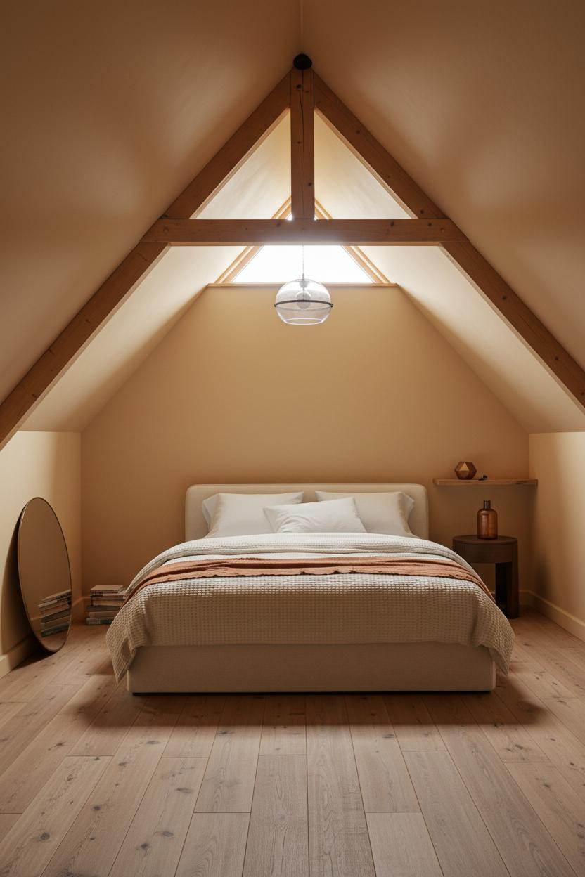Cozy Attic Bedroom Timber Beams Low Ceiling