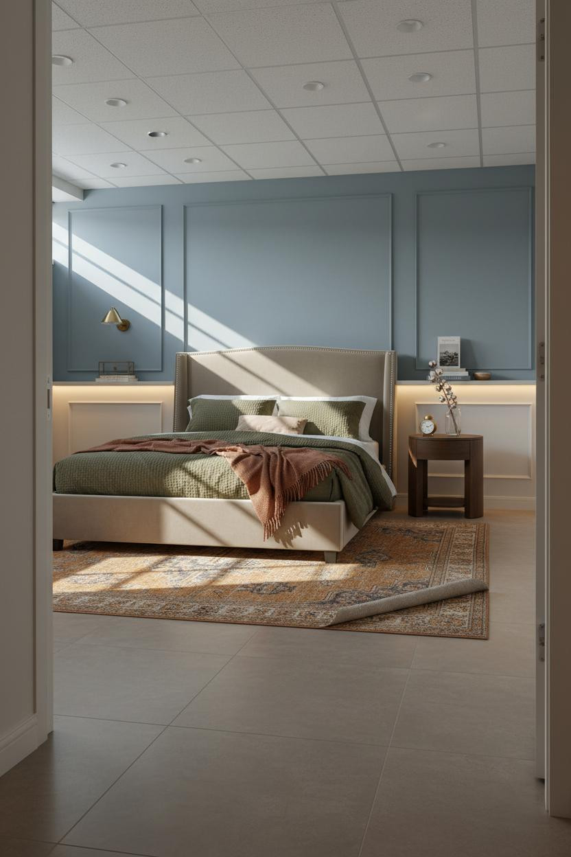 Cozy Basement Bedroom DIY Wainscoting Budget