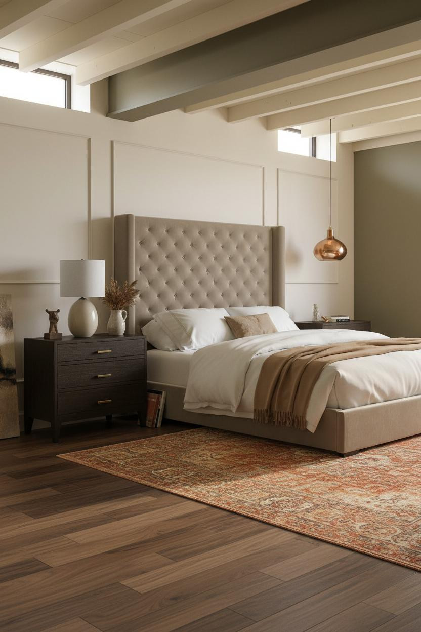 Cozy Basement Bedroom Warm Ceiling Decor