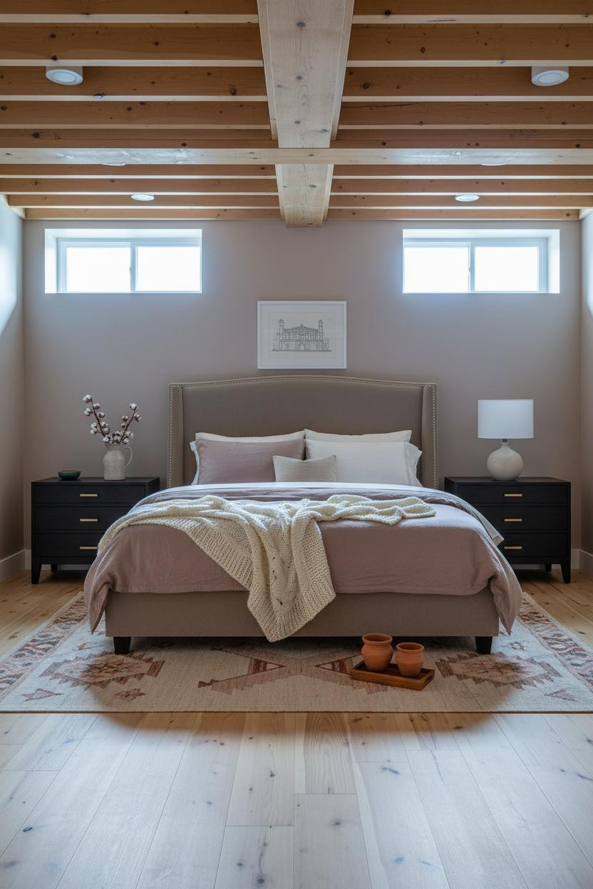 Cozy Basement Bedroom Warm Lighting