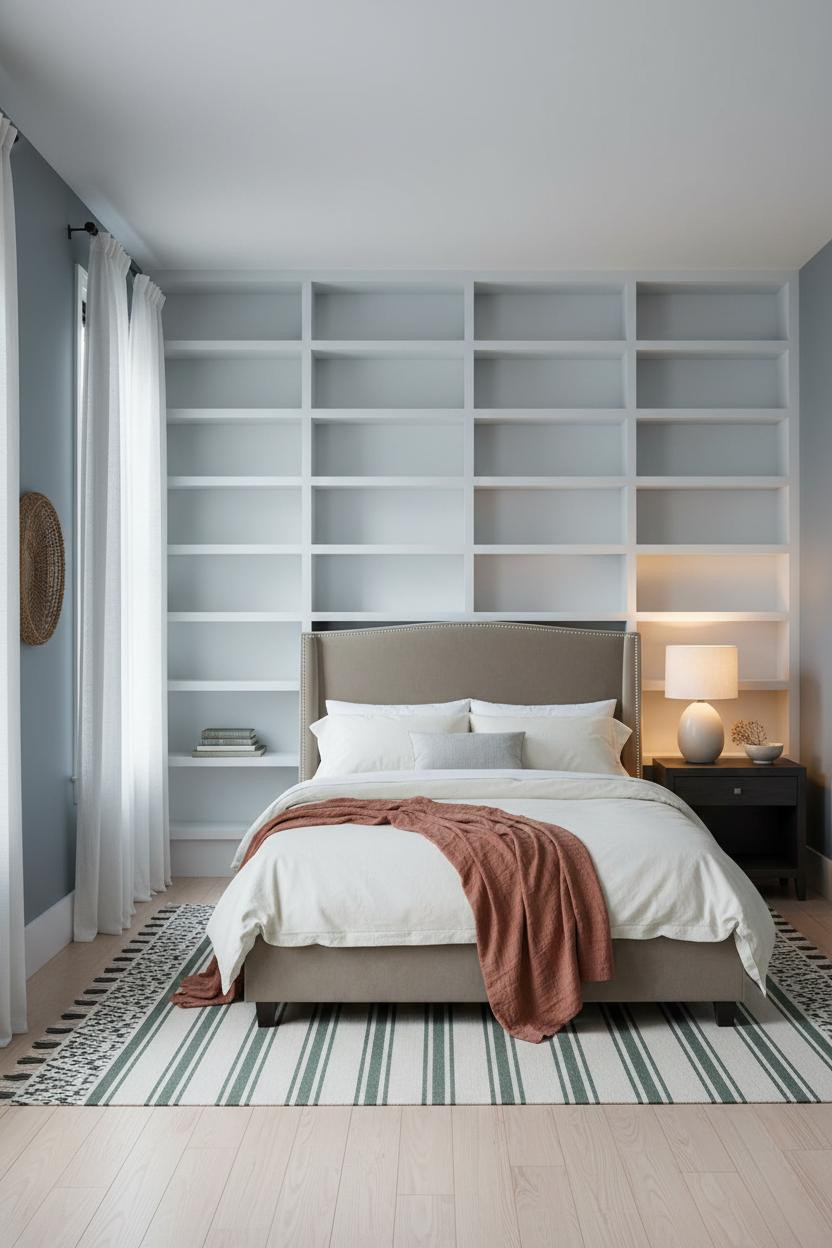 Cozy Bedroom Small Room Built In Shelves