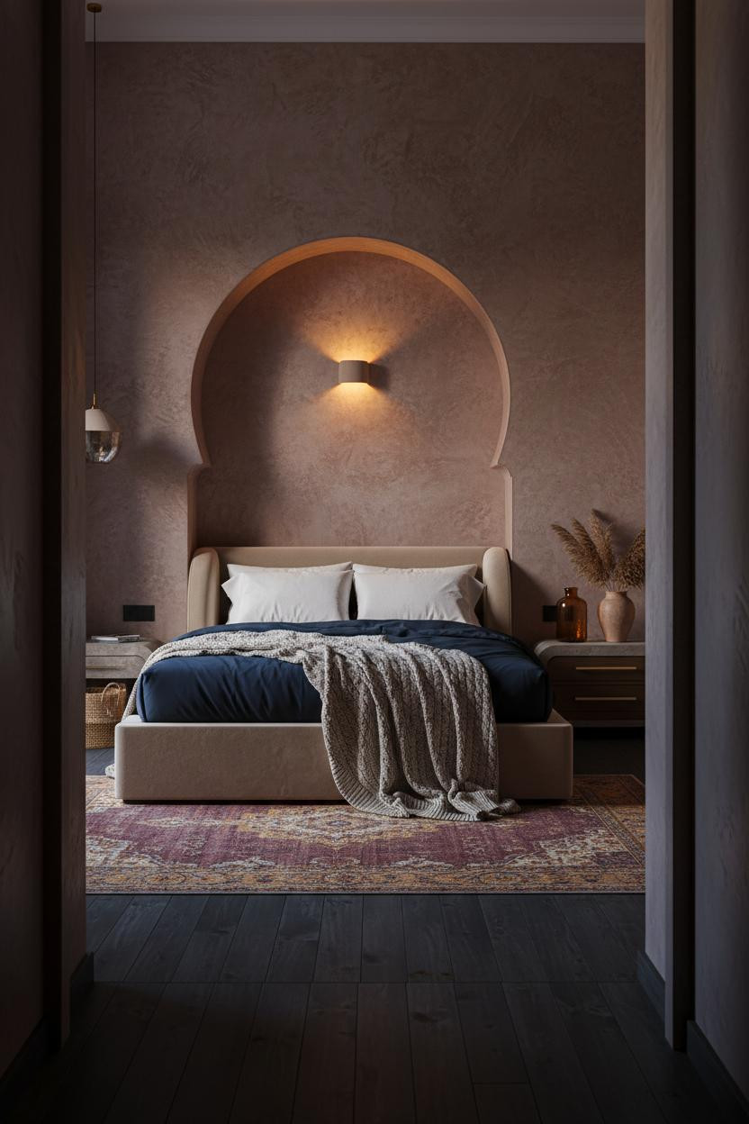 Cozy Boho Bedroom Earthy Accent Wall