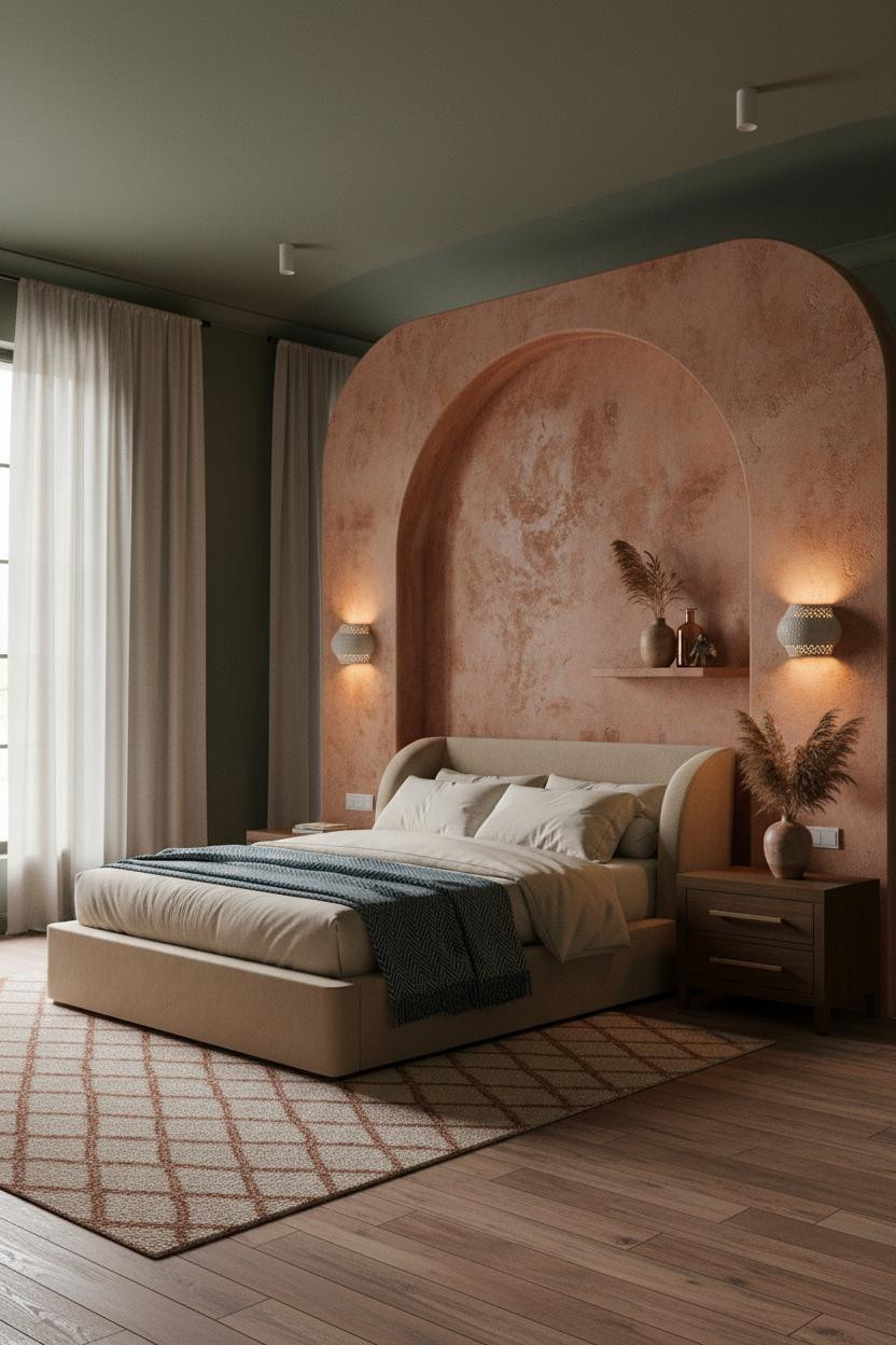 Cozy Boho Bedroom Earthy Accent Wall