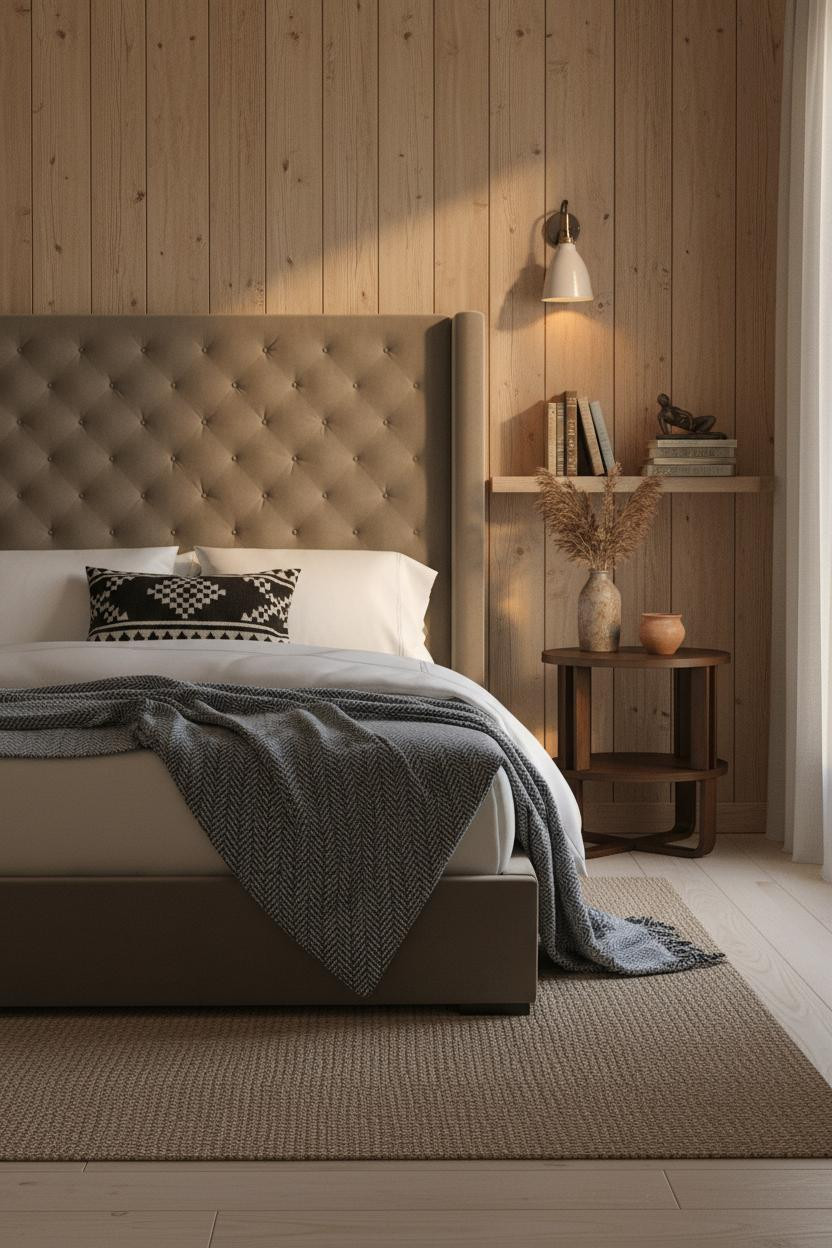 Cozy Boho Bedroom Earthy Accent Wall