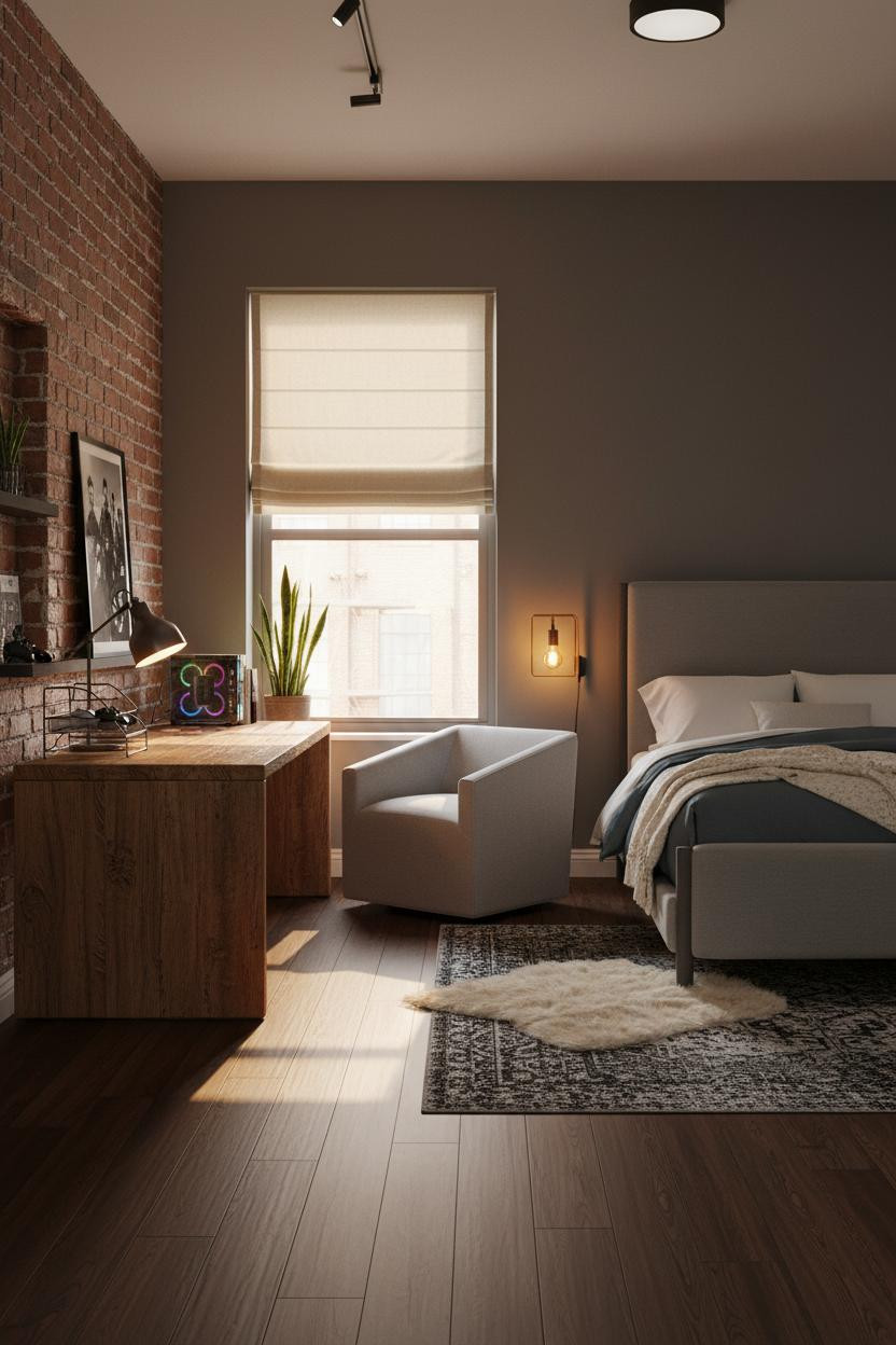 Cozy Gamer Bedroom Industrial Design