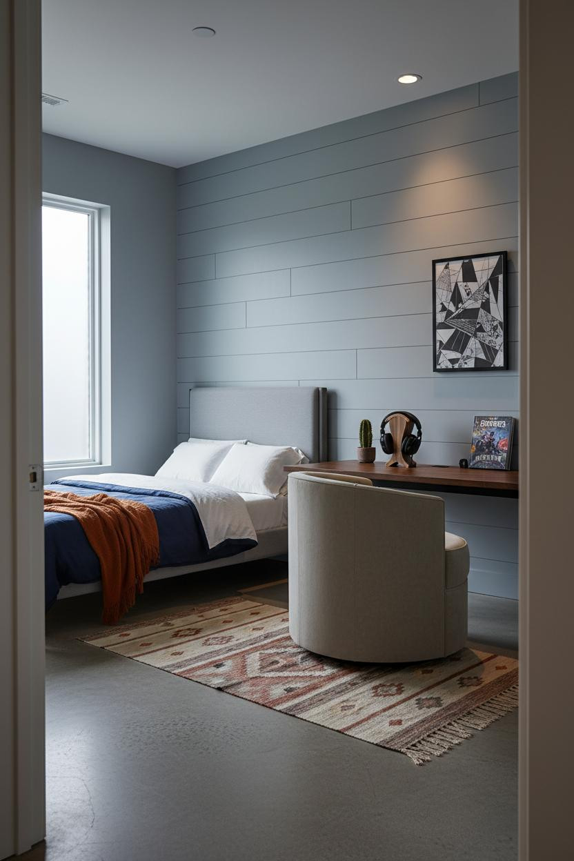 Cozy Gamer Bedroom Shiplap Desk