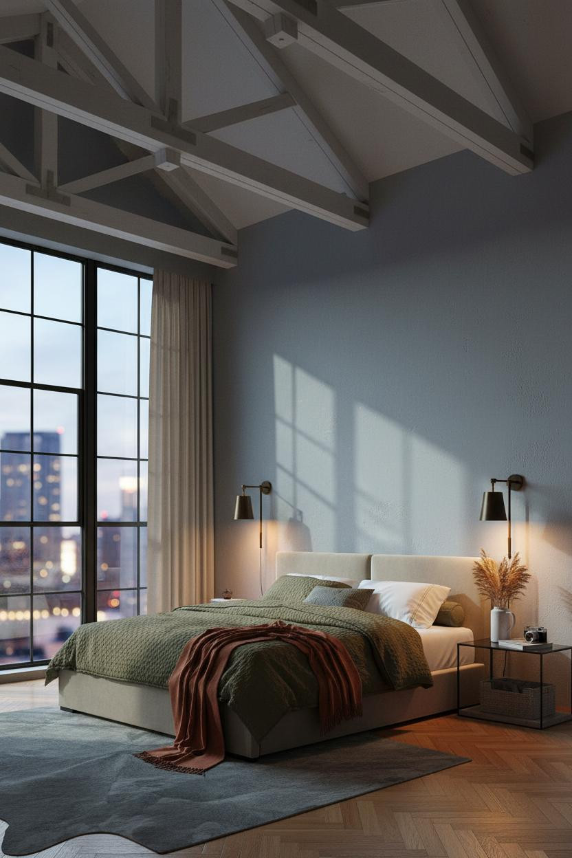 Cozy Loft Bedroom Exposed Beams