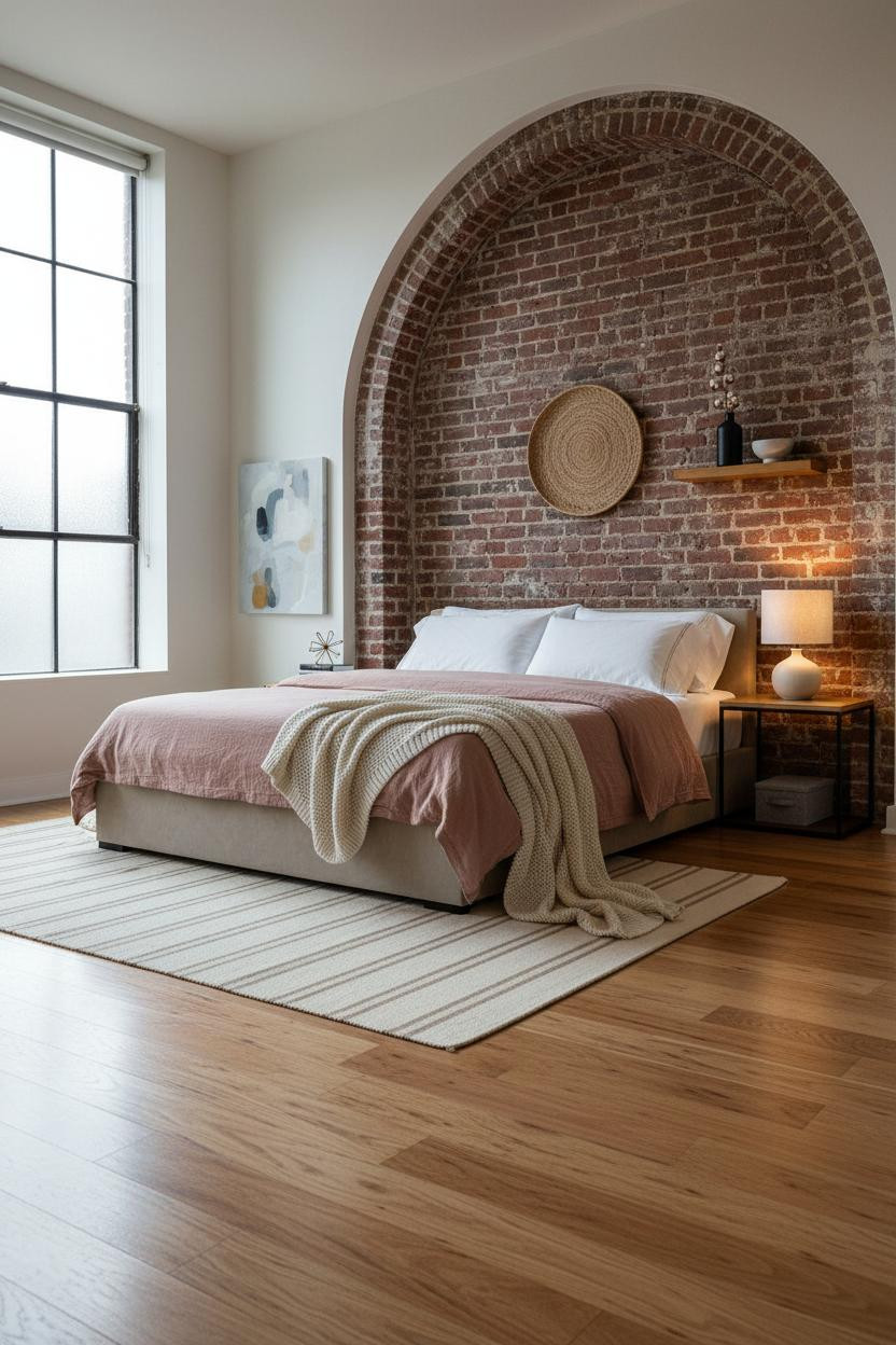 Cozy Loft Bedroom Industrial Brick Design