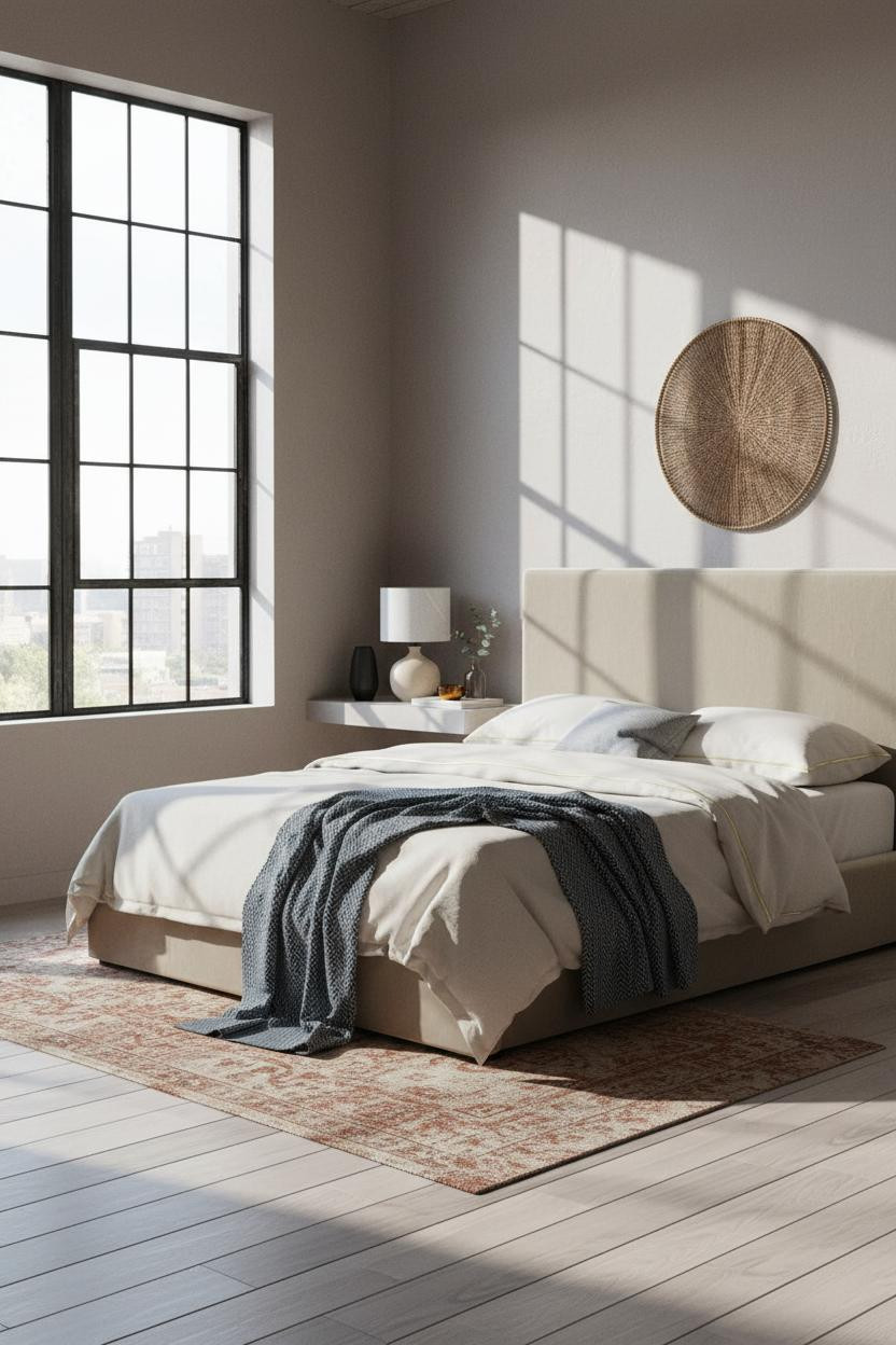 Cozy Loft Bedroom Industrial Windows Natural Light