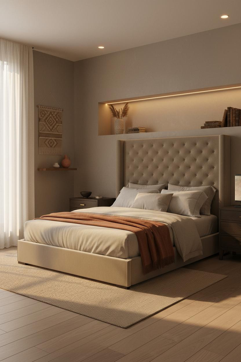 Cozy Small Bedroom Japandi Niche Lighting