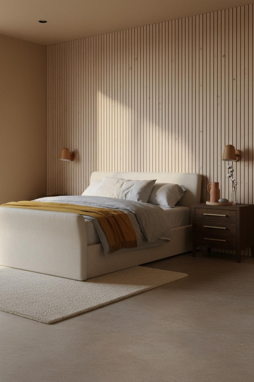 Earthy Bedroom Birch Wood Warm Tones