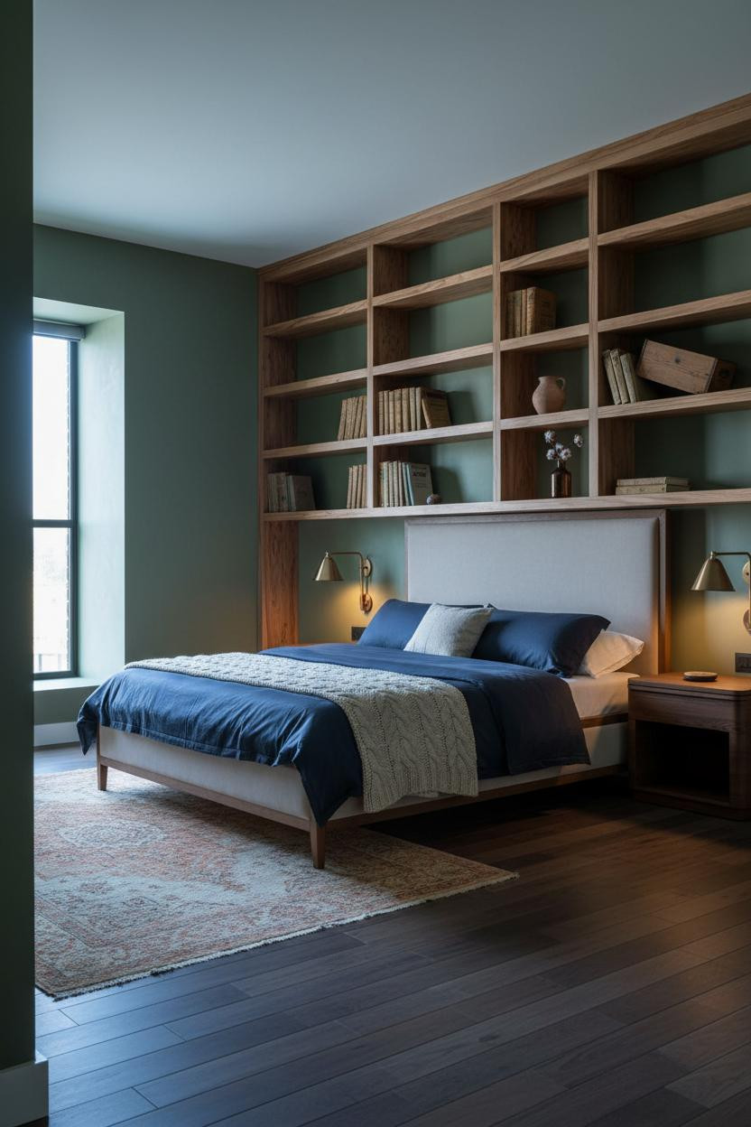 Earthy Bedroom Coastal Modern Shelving