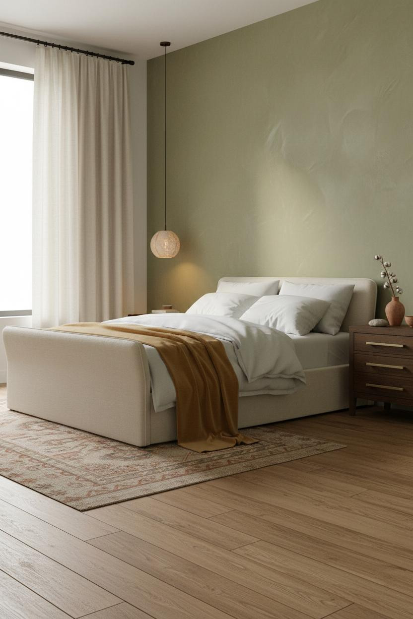 Earthy Bedroom Sage Green Linen Curtains