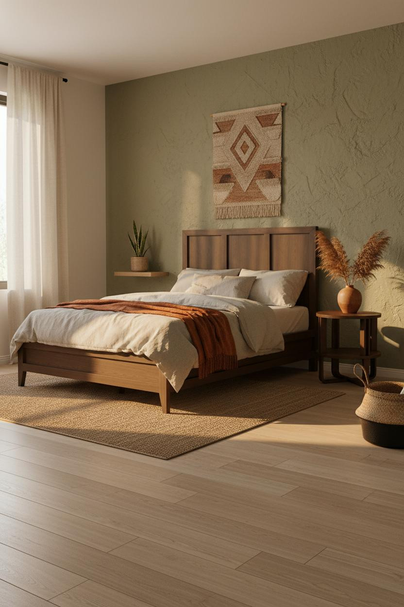Earthy Bedroom Sage Green Warm Tones