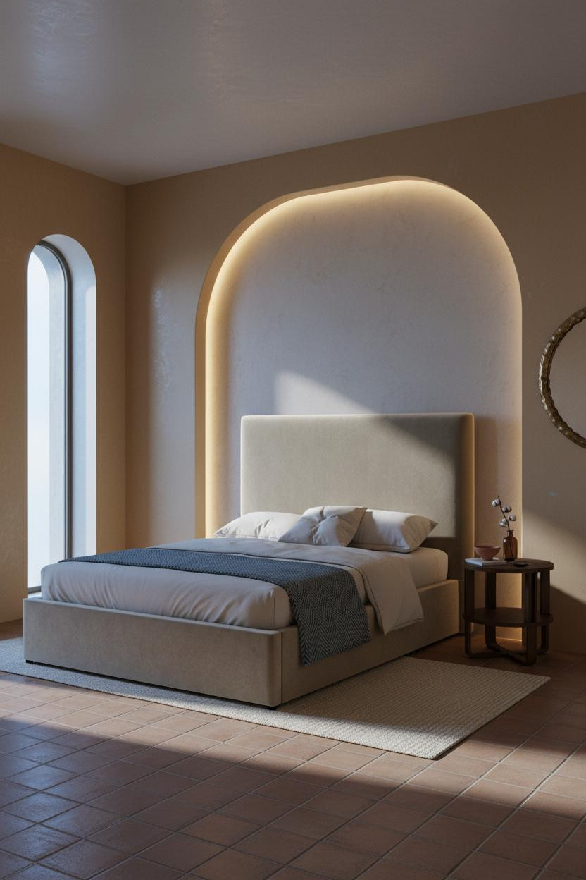 Earthy Bedroom Tadelakt Alcove Mediterranean