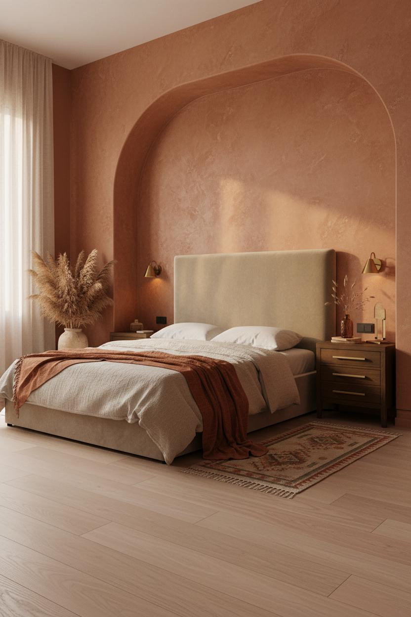 Earthy Bedroom Terracotta Niche Morning Light