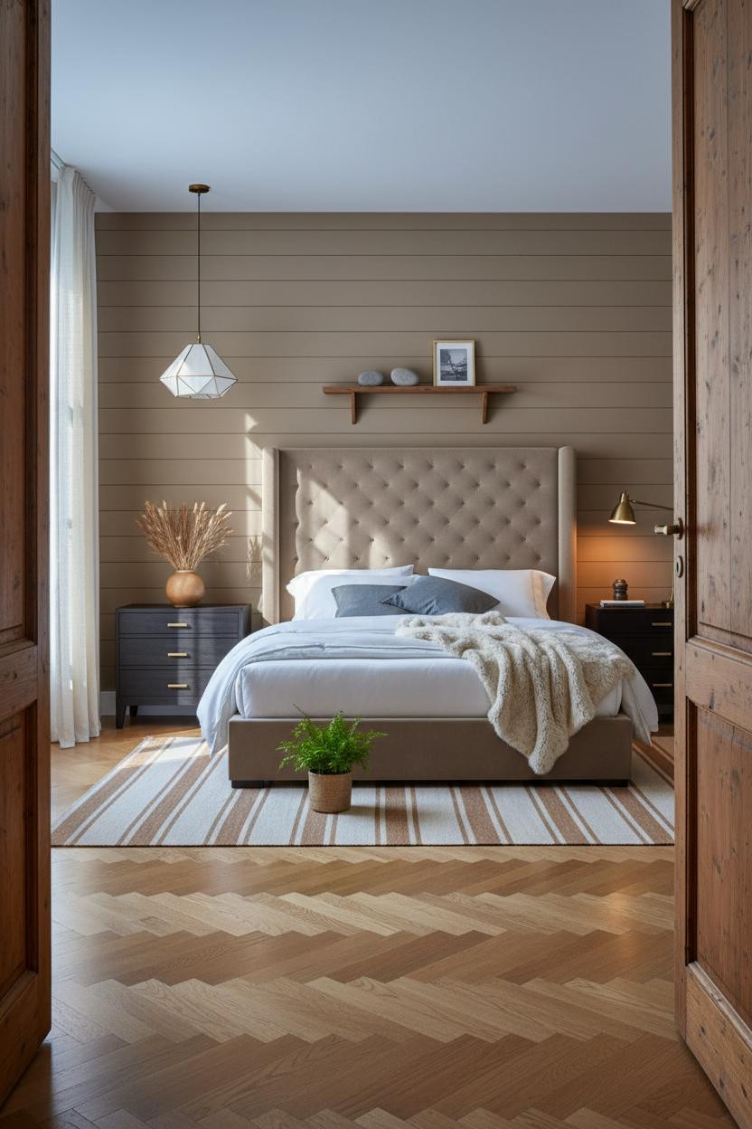 Earthy Bedroom Warm Tones Shiplap Natural Light