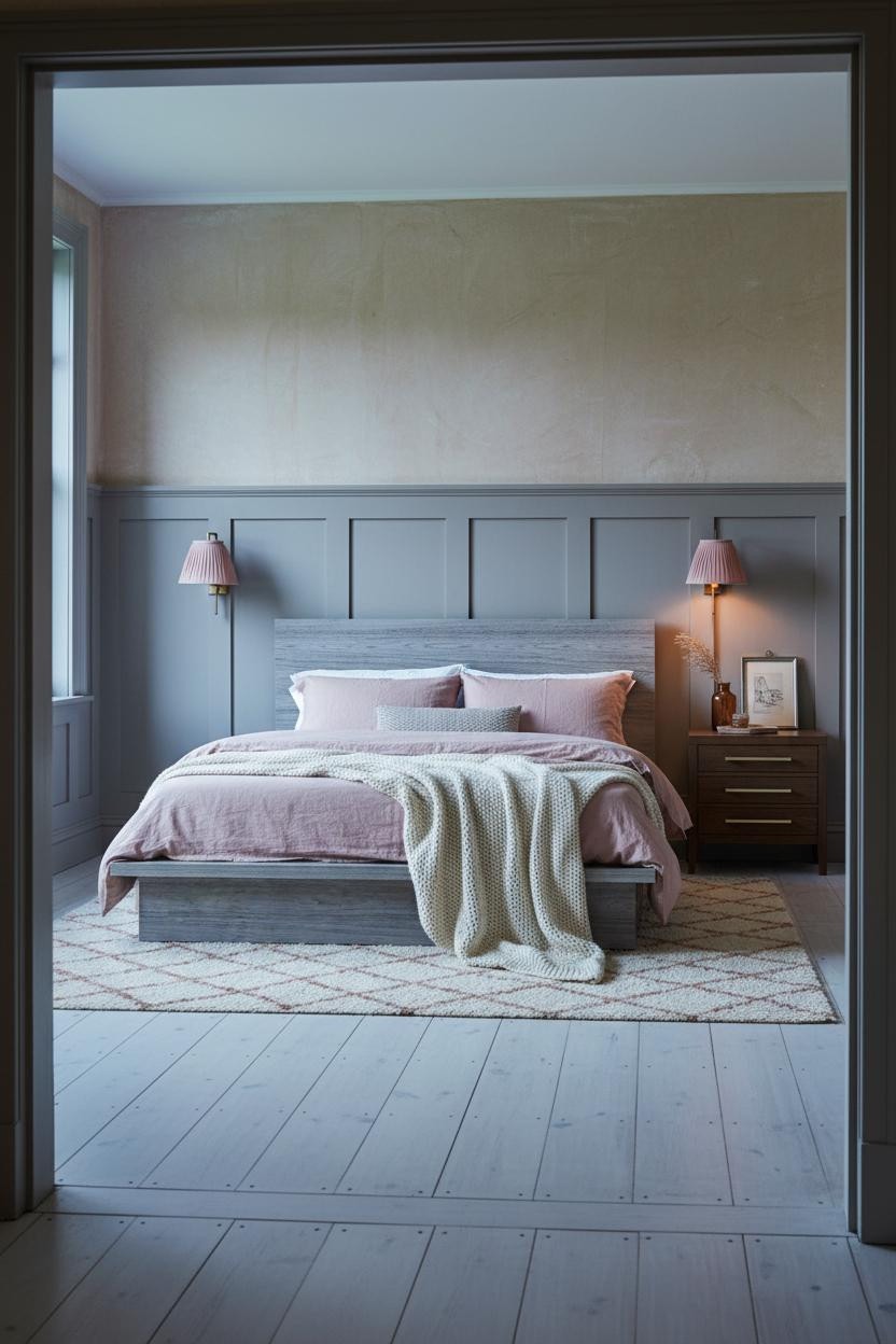 Earthy Vintage Bedroom Wainscoting Dark Academia Aesthetic